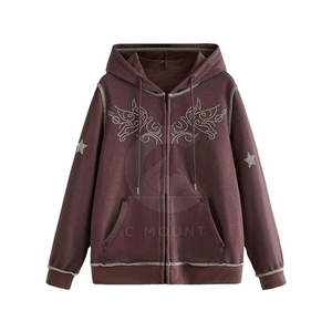 เสื้อฮู้ดมีซิปสำหรับผู้ชายเสื้อฮู้ดซิปพลอยเทียมดีไซน์ตามสั่ง - Product Image 1