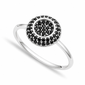 Minimalist Double Round Design Black CZ Stone Handcrafted Wholesale 925 Sterling Silver Jewelry <b>Ring</b> - Product Image 2