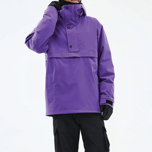 ชุดสกีกันน้ำสำหรับผู้ชายไซส์ใหญ่ ชุดสโนว์บอร์ดแบบมีซิปพร้อมฮู้ดและกางเกงขายาว สีพื้น ผ้าโพลีเอสเตอร์ - Product Image 4