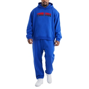 Nouvel arrivage 2026 – Ensemble survêtement homme léger en molleton 100 % coton, coupe oversize avec épaules tombantes, couleur unie, style streetwear - Product Image 1