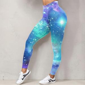 Galaxy Cosmic Home Joggers para mujer Spring Fantasy Purple Teal Gym Leggings con levantamiento de glúteos Casual Workout Waist Logo - Product Image 5
