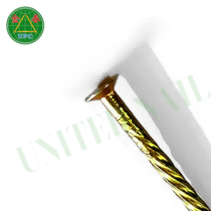 Clavo de acero chapado en amarillo de 1 a 3/8 pulgadas, duradero, precio al por mayor, vástago de tornillo y cabeza a cuadros, estilo hecho en Vietnam - Product Image 1