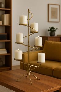 Portavelas de Metal en Espiral, Soporte Decorativo Curvo Moderno para Salas de Estar y Comedor, Venta al por Mayor - Product Image 4