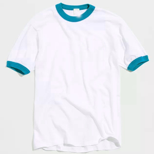 เสื้อยืดคอกลมคุณภาพสูง 180gsm ผ้าคอตตอน แต่งขอบริบสีตัดกัน ขายส่ง - Product Image 1