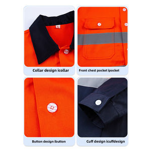 Ropa de trabajo de seguridad reflectante con logotipo personalizado, uniformes de trabajo industriales y de Minería de construcción de algodón puro, camisas de trabajo de alta visibilidad - Product Image 3