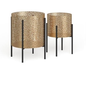 Jardinière en forme de boule en métal noir avec revêtement poudré, décoration de sol pour la maison et le jardin, pots de fleurs en métal cuivré avec support doré - Product Image 6