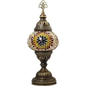 Handmade European Bronze Turkish Ottoman Mosaic Tiffany Stained Glass LED <b>Desk</b> <b>Lamp</b> Electric Bedroom Multicolored 5000K Daylight - Product Image 3