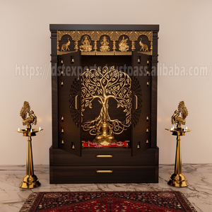Mandir Puja en teck contemporain, fait à la main, traditionnel, moderne, durable, personnalisé, brun, vente en gros d'usine, prix de vente au Royaume-Uni - Product Image 3