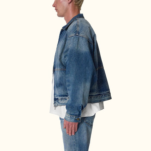 Chaquetas Vaqueras Personalizadas al por Mayor para Hombre, Chaqueta Vaquera Azul Vintage de Manga Larga, Chaquetas Vaqueras Informales Modernas - Product Image 3