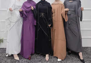 Vêtements modestes 3 ensembles de vêtements islamiques traditionnels Abaya ouverte avec robe intérieure Robe musulmane pudique - Product Image 5