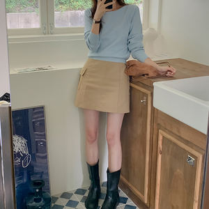 กระโปรงคาร์โก้ออแกนิคของเกาหลีกระโปรงสั้นแบบลำลองขนาดเล็กกระโปรงคาร์โก้สไตล์เกาหลีแบบทางการ - Product Image 6