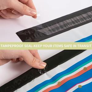 Paquete de 100 Bolsas de Poliéster para Envíos con Mensaje de Agradecimiento, 25x33cm, Autoadhesivas, Resistentes al Agua y a Desgarros, Duraderas, 2.3M, Rayas Coloridas Azules - Product Image 3