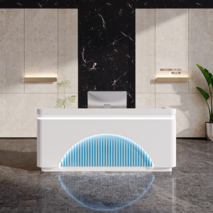 Modern Hotel Wood Reception Desk LED Counter Multifunctional Storage Salon Beauty <b>Nail</b> Modeling Front Desk - Product Image 6