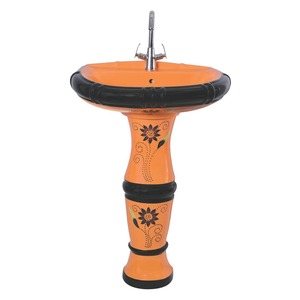 Meilleure qualité indien salle de bain céramique armoire bassin-couleur piédestal lavage des mains Lavabo évier support, coloré sanitaires ensembles - Product Image 1