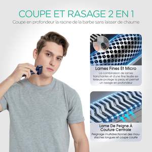 Rasoir électrique rechargeable 3-en-1 pour hommes, utilisation humide et sèche, rotatif, alimentation USB, verrouillage de voyage, pour visage et corps, avec lames de rechange - Product Image 5