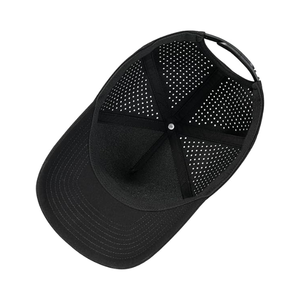 High Quality 100% Polyester Structured 5 Panel Laser Cut Perforated Golf Hat Custom Heat Printed Logo <b>Waterproof</b> <b>Cap</b> For Running - Product Image 4