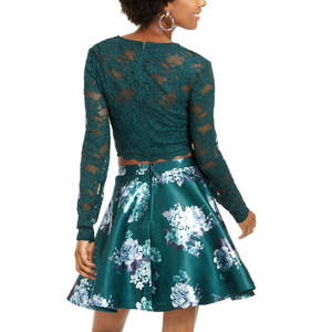 Completo da bambina City Studios: Top in pizzo verde e gonna a stampa floreale, taglia 1, stampa digitale per outfit primavera/estate - Product Image 2