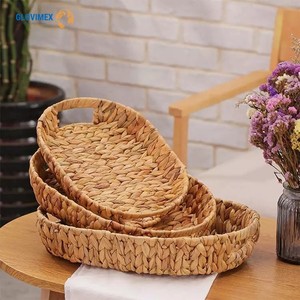 Ensemble de plateaux en jacinthe d'eau de haute bonne qualité plateaux décoratifs de service de table maison vente en gros bon prix organisateur de stockage à domicile - Product Image 5