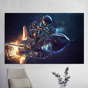 Arte en Lienzo Personalizado de Astronauta: Decoración de Pared Espacial, Marco Dorado, LIENZO ENVELOPEADO - Product Image 1