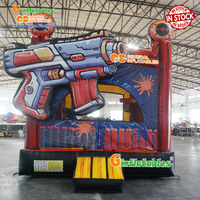 Château gonflable commercial sur le thème des tireurs, avec pistolet gonflable, en stock dans l'entrepôt américain, idéal pour la location événementielle