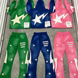 Ensemble de jogging unisexe de haute qualité 100% coton Survêtement surdimensionné délavé à l'acide Sweat à capuche brodé Technique teint uni Vente en gros de coton - Product Image 3