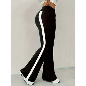 Pantalon de yoga taille haute pour femme, style espagnol, avec détails latéraux, 29138 - Noir - Product Image 3