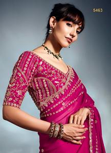 Sari de Fiesta para Mujer, Ropa de Boda, Nuevo Diseño, Bordado, Trabajo a Mano en el Borde y el Cuerpo, Moti, Cutdana, Lentejuelas - Product Image 5