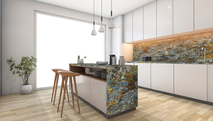 Plans de travail personnalisés pour cuisine et salle de bain en pierre de quartz artificielle, préfabriqués, résistants au feu, écologiques, garantie 1 an - Product Image 1