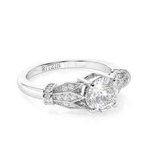 Anillo de compromiso de estilo único de diamante de corte redondo para mujer - Product Image 1