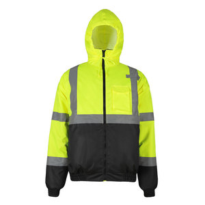 Construction de routes d'hiver réfléchissantes vêtements de travail haute visibilité veste polaire chaude à capuche de sécurité avec fermeture éclair - Product Image 3