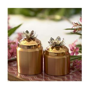 ผู้ขายที่ดีที่สุดตกแต่งถั่วผลไม้แห้ง Jar ทองเหลืองพร้อมฝาปิดไม้สําหรับ Diwali Gifted และตกแต่งบ้านทําด้วยมือ - Product Image 3