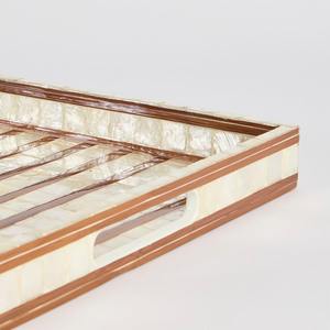 ถาดมุกธรรมชาติลายไม้ทรงสี่เหลี่ยมผืนผ้า งานแฮนด์เมด สำหรับตกแต่งบ้านหรูหรา สไตล์ธรรมชาติ เหมาะสำหรับห้องครัวและห้องรับประทานอาหาร - Product Image 3