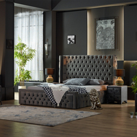 Juego de Dormitorio King-Size de Estilo Europeo Moderno con Colchón Confortable y Estructura de Cama de Diseño Moderno para Apartamento y Oficina en Casa