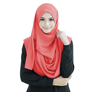 Écharpe Hijab plissé en mousseline de soie crêpe diamant de qualité supérieure de couleur unie et de luxe tendance personnalisée de haute qualité Écharpe en mousseline de soie unie pour femmes - Product Image 4