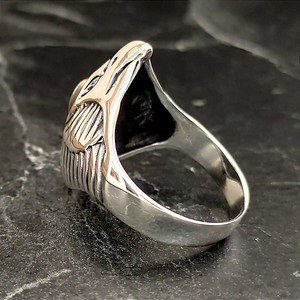 Anillo Punk para Hombre de Plata de Ley Hecho a Mano con Diseño de Halcón Alado, Chapado en Oro de 18K, con Diamantes Tallados, Joyería Majestuosa - Product Image 6