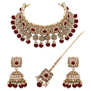 Ensemble de colliers ras du cou en plaqué Mehandi Floral Square Splendor AD inversé - Product Image 3