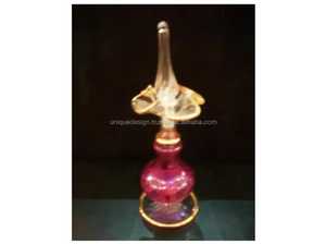 ขวดน้ำหอมทำจากแก้วอียิปต์พร้อมสลักทองและจุกแก้ว - Product Image 3