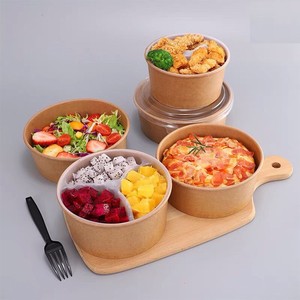 Bols en papier kraft de 500 ml, 750 ml, 1000 ml avec couvercles, contenants alimentaires jetables en papier, bols à emporter pour soupes et salades - Product Image 1