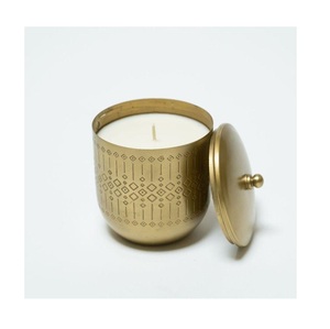 Pot à bougie en métal en acier inoxydable au design moderne avec couvercle, magnifique pot à bougie pour la décoration à la maison, les dîners - Product Image 4