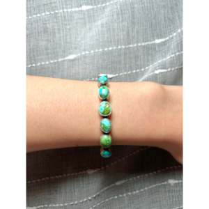 Navajo Handmade Cultural Collectible Sonoran Mountain Turquoise & Sterling Silver Cuff Bracelet - Product Image 5