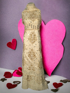 Collection de luxe 2.5 + 2.5 mètres ensemble or lourd multi-stroned perlé fleur travail soie George robe respirant pour l'été printemps - Product Image 6