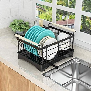 Égouttoir à vaisselle <span class=keywords><strong>de</strong></span> <span class=keywords><strong>cuisine</strong></span> en gros avec bac <span class=keywords><strong>d</strong></span>'égouttement, égouttoir à vaisselle en métal avec porte-<span class=keywords><strong>ustensiles</strong></span> pour utilisation sur le comptoir - Product Image 3