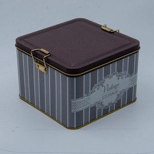 Caja de almacenamiento de metal cuadrada de 2.5L, 158x158x110mm con cierre de alambre y tapa transparente, suministros para manualidades elegantes - Product Image 3