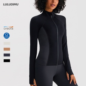 Chaqueta de Yoga para Mujer, Manga Larga, Corte Ajustado, Cuello Alto, Resistente al Viento, Transpirable, Elástica en Cuatro Direcciones, Ligera, Spandex/Nylon, Frente Cepillado - Product Image 1