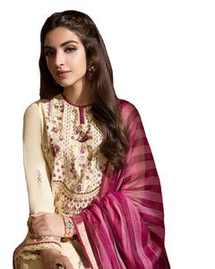 Indien pakistanais dernière mousseline de soie brodée Salwar Kameez avec maçonnerie lourde Collection de mariage de luxe vente chaude robe 0382 - Product Image 1