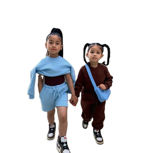 Ensemble deux pièces unisexe personnalisé, sweat-shirt et short, polaire polyester/coton, décontracté, uni, vêtements d'hiver - Product Image 1