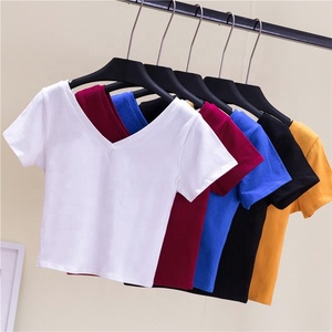 เสื้อยืดเอวลอยสำหรับผู้หญิง,เสื้อยืดตัวสั้นแบบตัด - Product Image 2