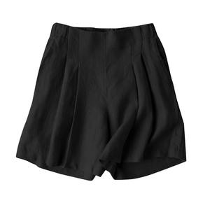 กางเกงขาสั้นแฟชั่นเอวสูงยืดได้สำหรับผู้หญิงกางเกงขาสั้นใส่ในฤดูร้อน2025หัวผักกาดปาลาซโซลำลองสีพื้นหรูหรา - Product Image 2