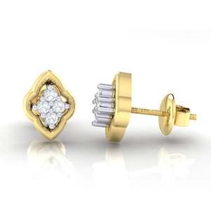 ต่างหูทองคำแท้ 14K/18K ประดับเพชรแท้ 8 เม็ด ดีไซน์หรูหรา น้ำหนักรวม 0.07 กะรัต - Product Image 1