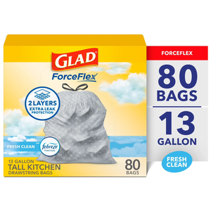 Sacs poubelle de cuisine Glad ForceFlex Tall, 13 gallons, Fresh Clean, 80 unités - Product Image 1